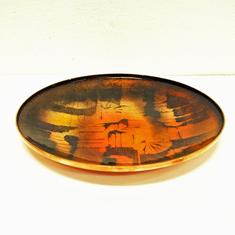 Vintage Enamelled Copper Dish by Drangsgaard, Norway, 1960s In Good Condition In Stockholm, SE