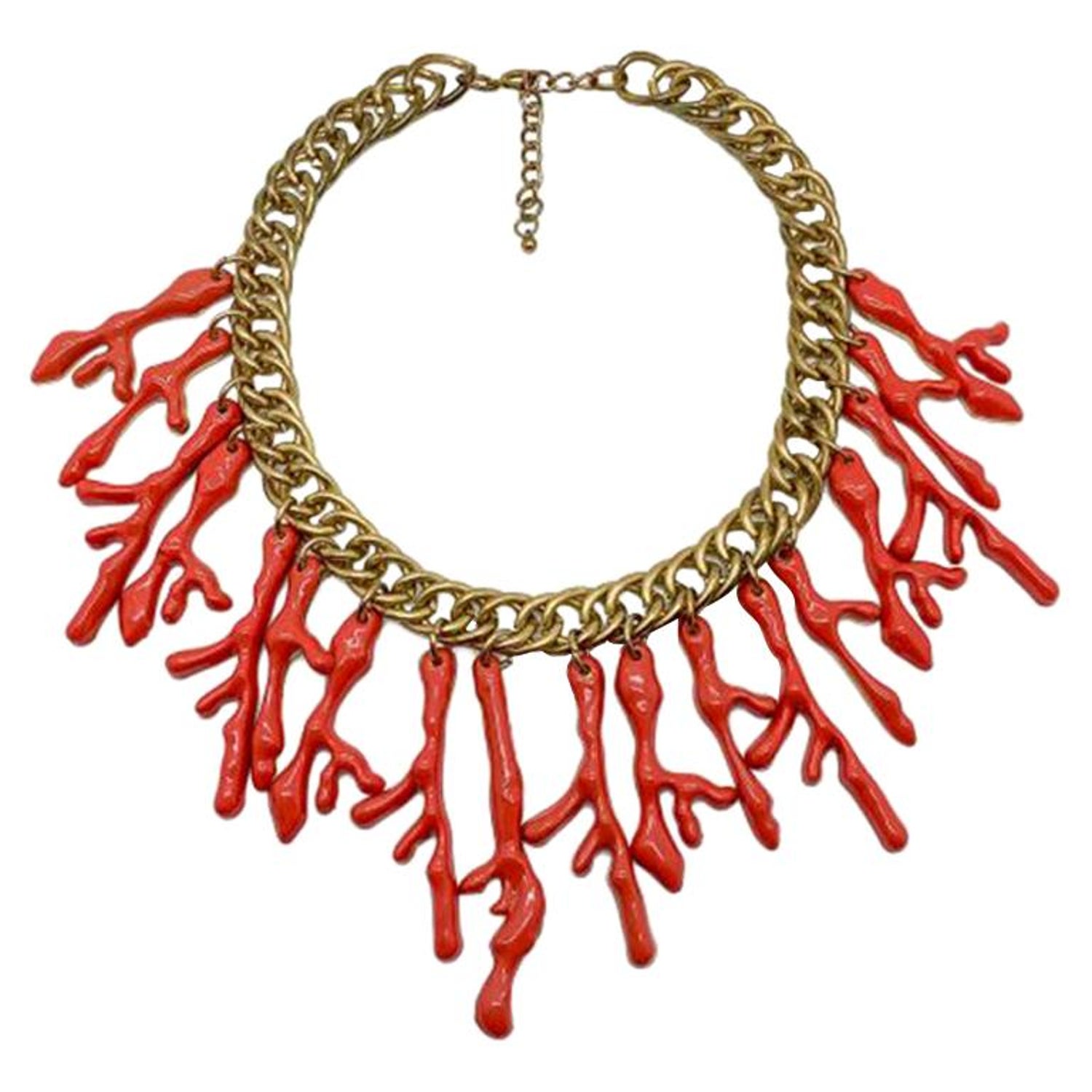 Chanel Coral And Gold Vintage Necklace - 7 For Sale on 1stDibs
