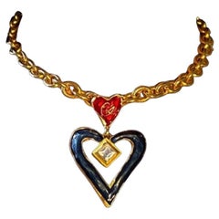 Vintage enamelled heart necklace Christian Lacroix