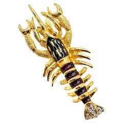 Broche de homard émaillée vintage des années 1980