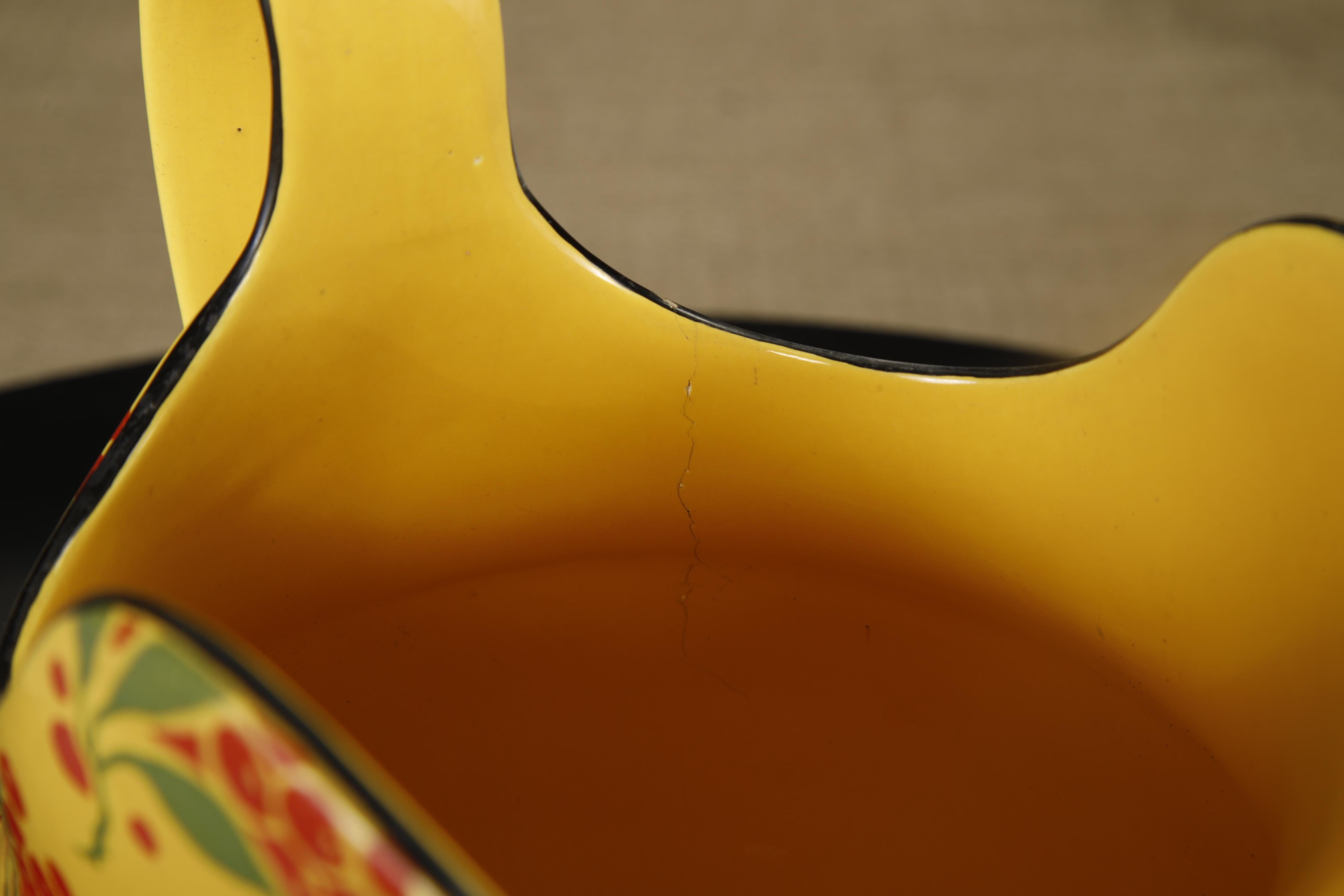 Vintage Enamelware Five-Piece Wash Set in Yellow with Red Berry Motif, c 1950s For Sale 8