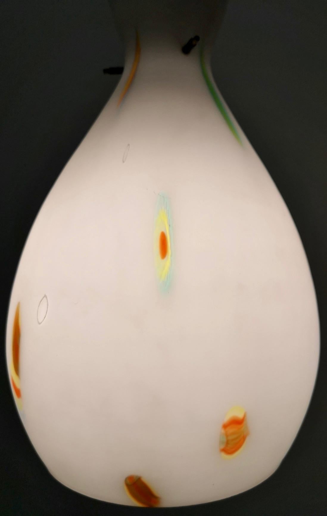 Italian Vintage Encased and Blown Glass Pendant with Orange Murrine, Italy For Sale