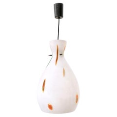 Vintage Encased and Blown Glass Pendant with Orange Murrine, Italy