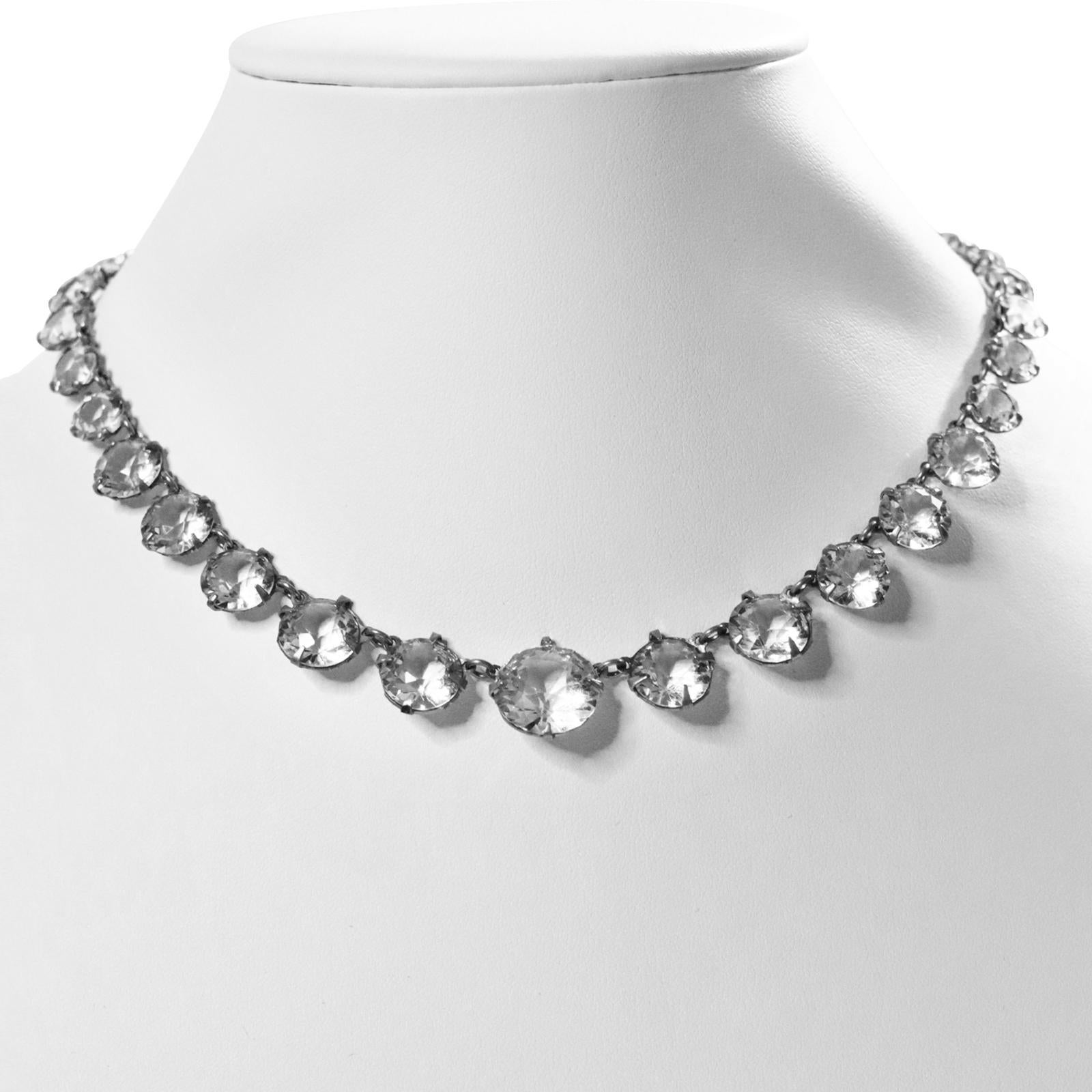 Vintage Enco Sterling Open Back Crystal Necklace For Sale 10