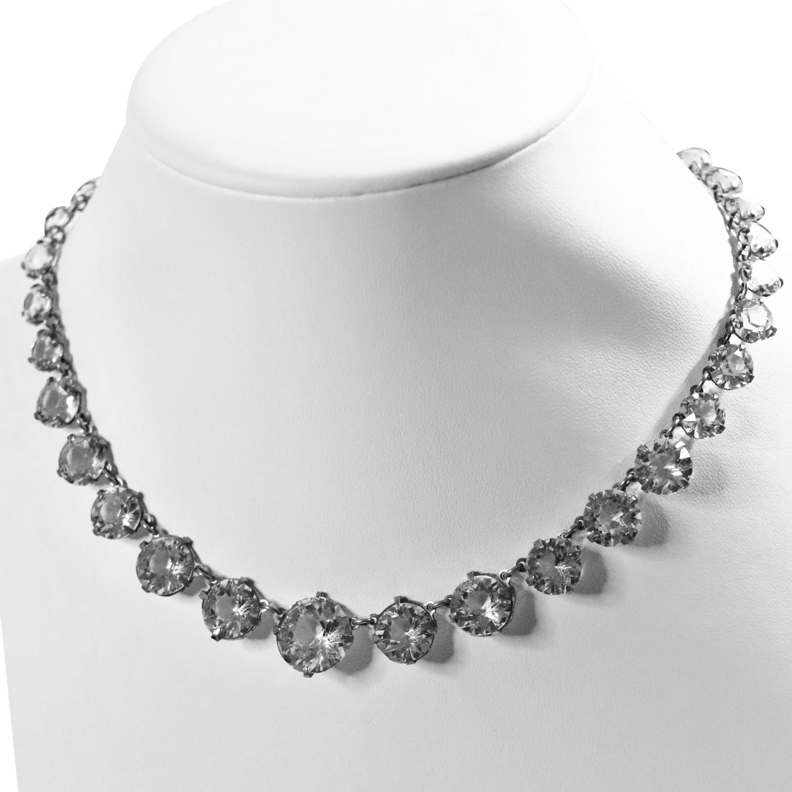 Vintage Enco Sterling Open Back Crystal Necklace For Sale 11