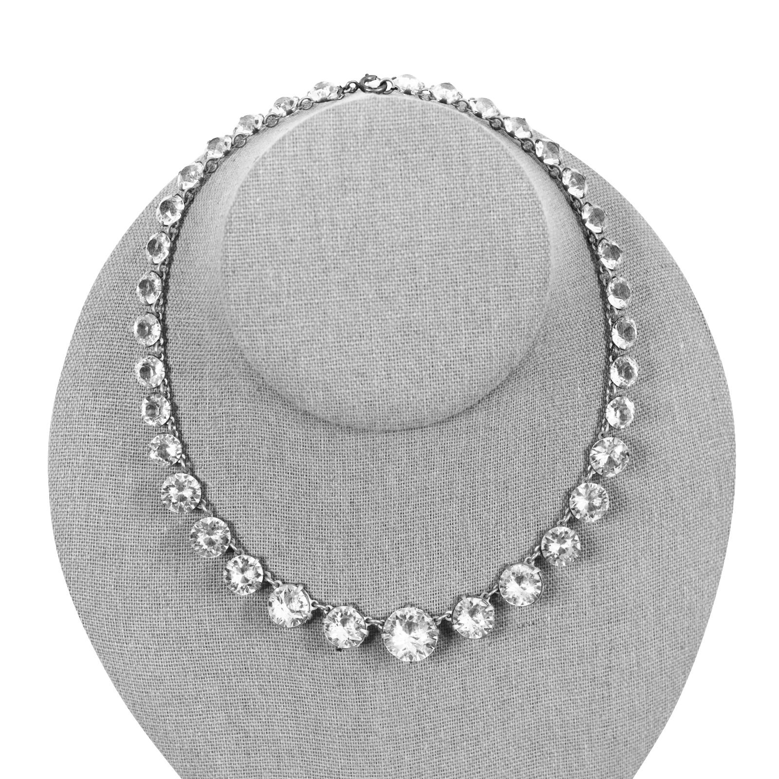 Vintage Enco Sterling Kristall-Halskette mit offenem Rücken aus Kristall für Damen oder Herren im Angebot