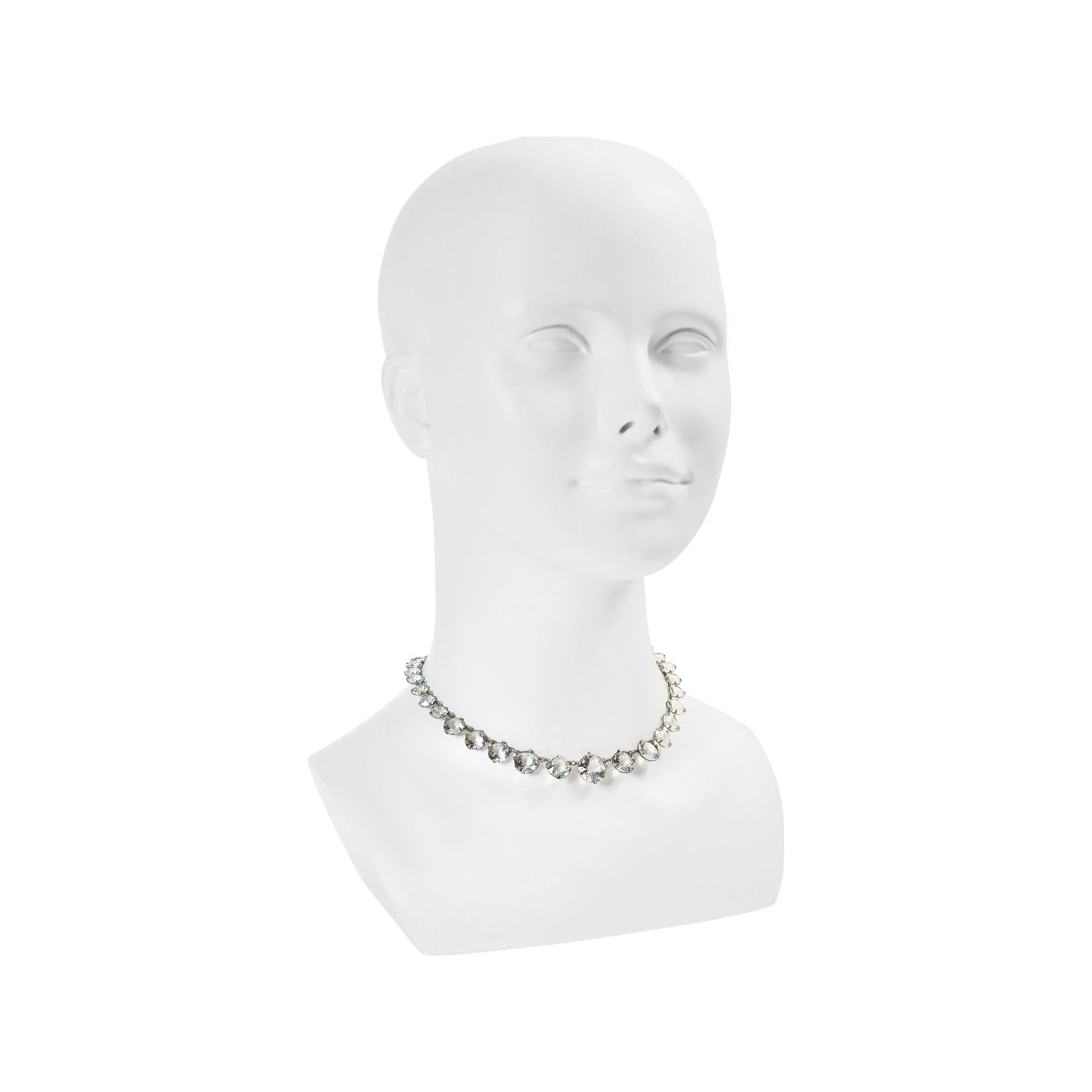 Vintage Enco Sterling Kristall-Halskette mit offenem Rücken aus Kristall im Angebot 5