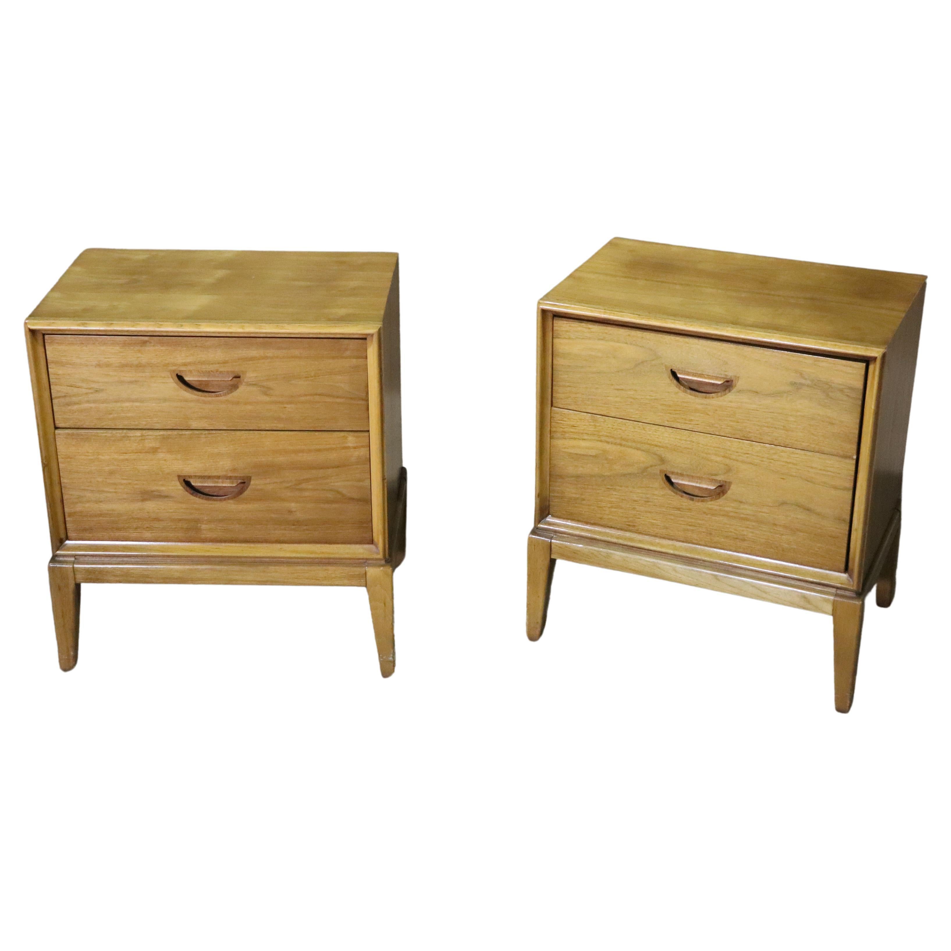 Vintage End Tables w/ Inset Rosewood Handles For Sale