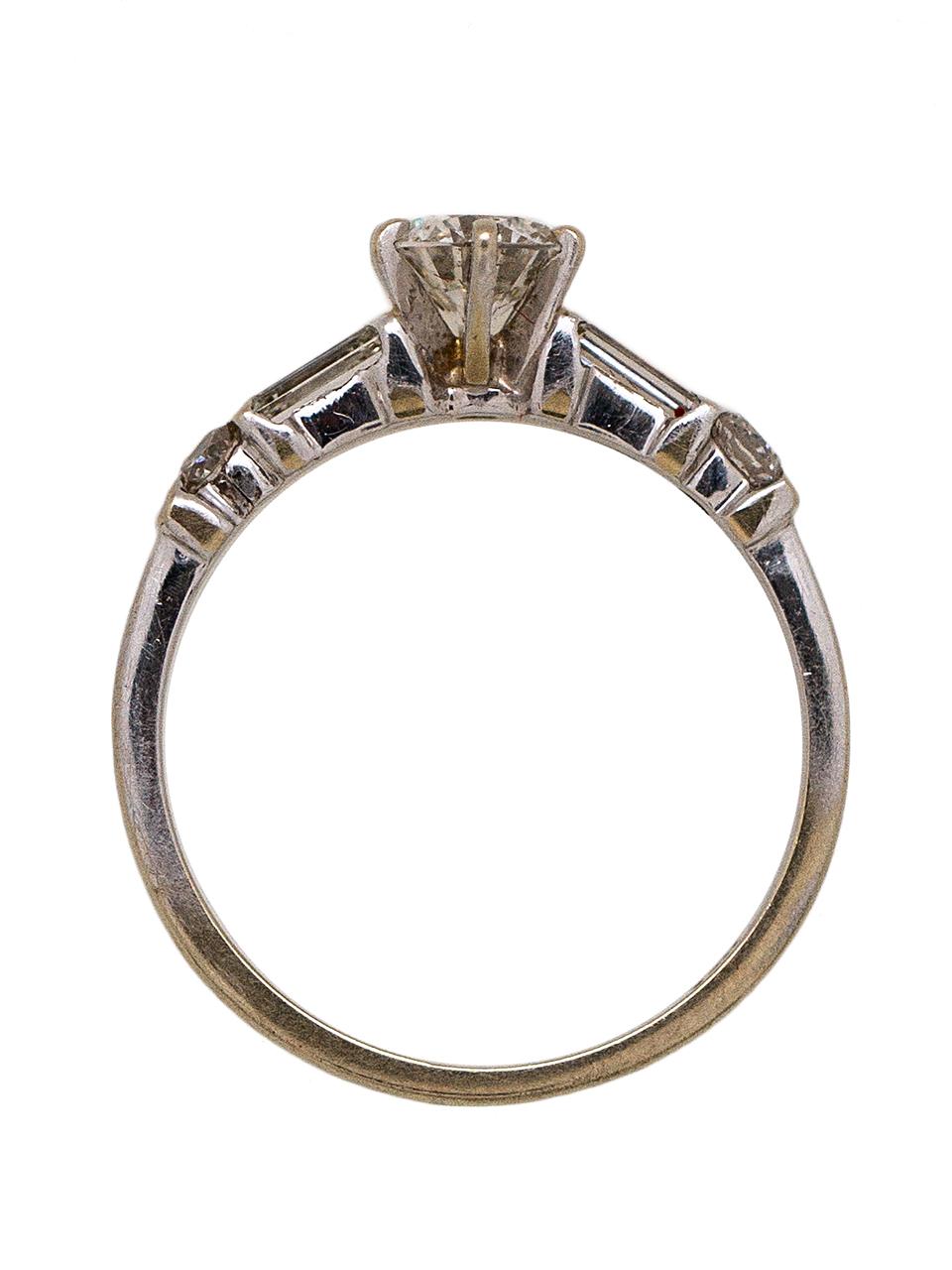 Vintage Engagement Ring 14 Karat White Gold 0.50 Carat G-SI2, circa 1960s In Excellent Condition For Sale In West Hollywood, CA