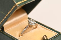 Vintage 18k Gold Engagement Ring. 1.40ct Old Euro Diamond Ring Yellow Gold K VS1