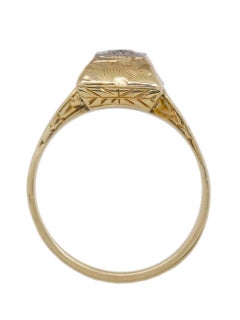 Vintage Engagement Ring 14 Karat 0.10 Carat OEC J-I2, circa 1920s