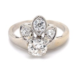 Vintage Engagement Ring - 1CT Old European Natural Diamonds, 14k White Gold