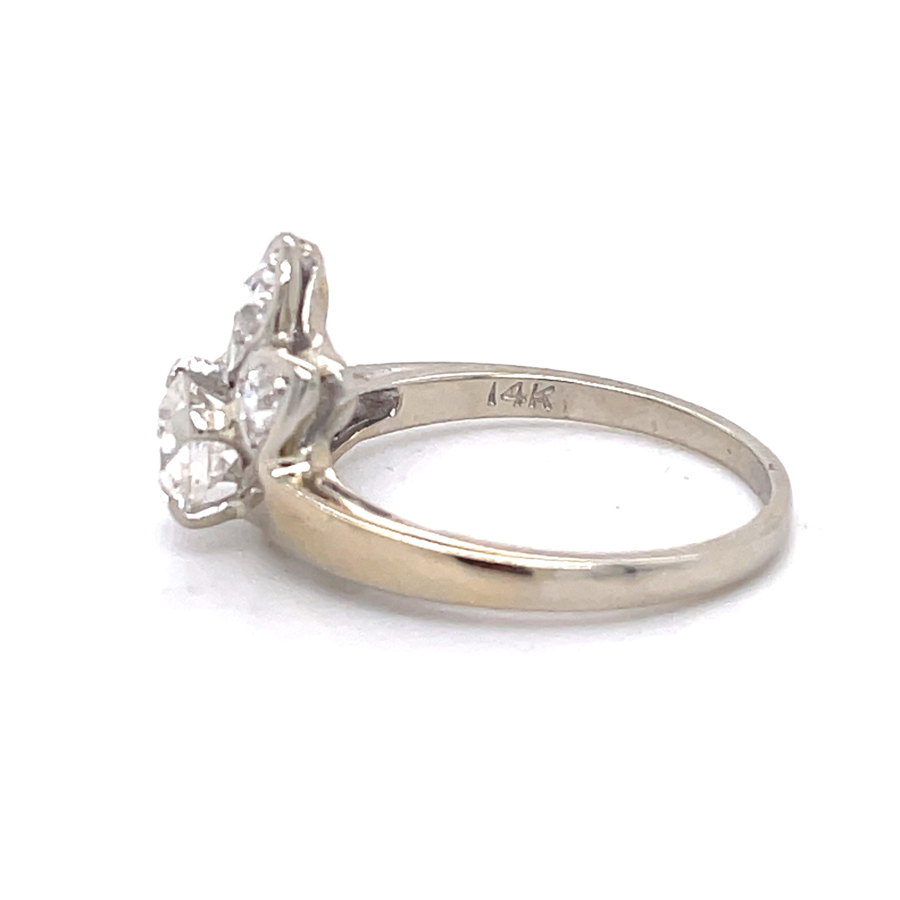 Vintage-Verlobungsring - 1CT, natürliche alte europäische Diamanten, 14k Weißgold im Zustand „Hervorragend“ im Angebot in Ramat Gan, IL