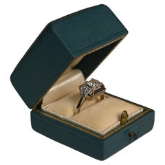 Retro Engagement Ring. 60ct Old Euro Diamond Accent Geometric Ring K SI2 1940