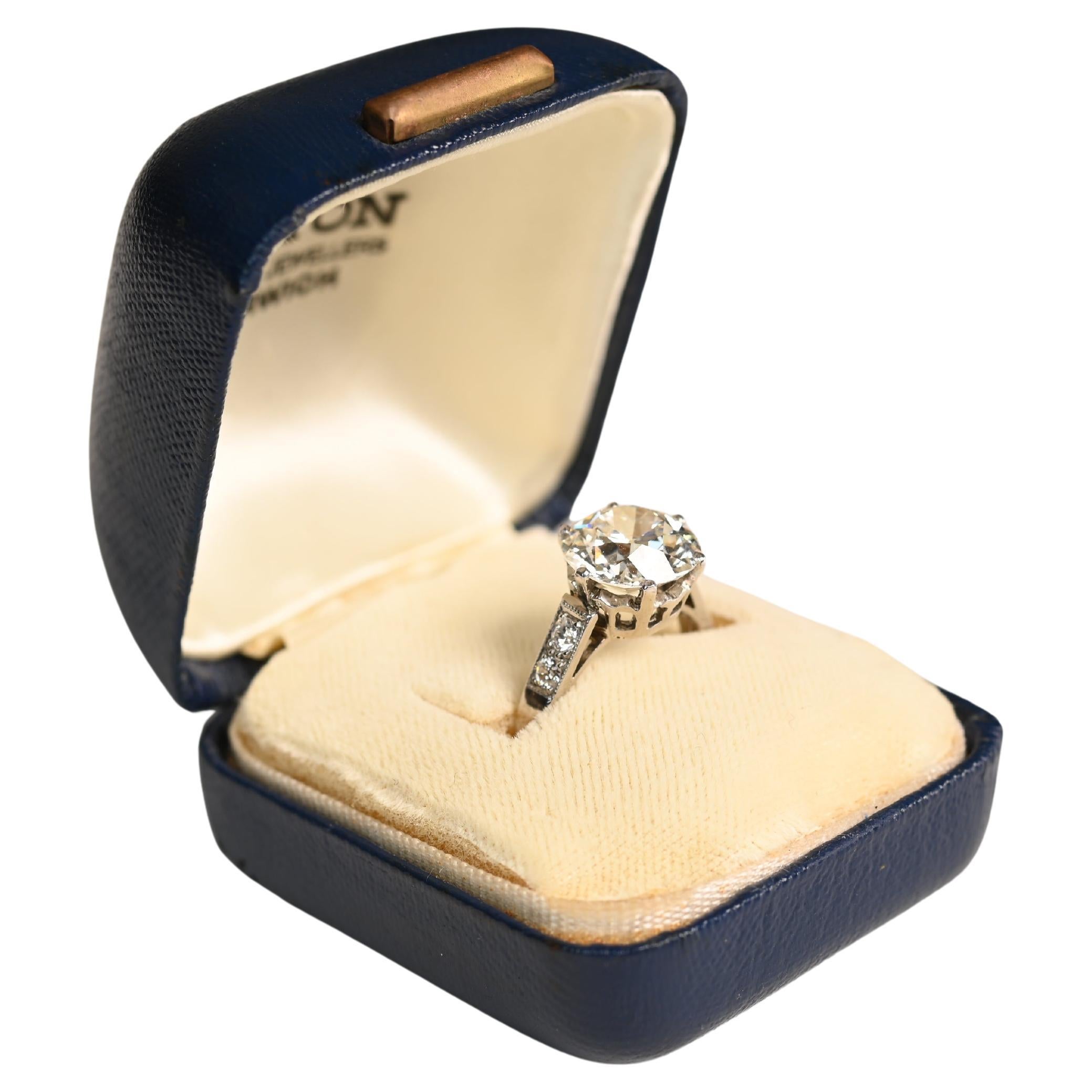 Vintage Engagement Ring Old European Cut Diamond (GIA Approx. 3.40-Carats) For Sale