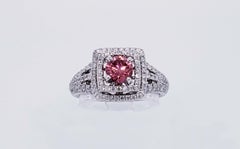 Vintage Engagement Ring in 14k White Gold with 0.58ct Pink Diamond IGI certified