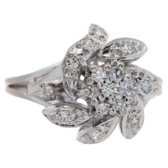 Anello di fidanzamento vintage in oro bianco 14kt con 0,35 CTW di diamanti