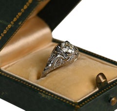 Vintage 0.70 Carat Old European Cut Engagement Ring. Diamond 18k White Gold JVS1
