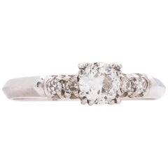 Used Engagement Ring Platinum 0.40 Carat OEC G-VS2, circa 1950s