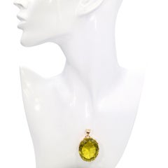 Vintage English 18k Rose Gold 125.9ct Peridot Pendant