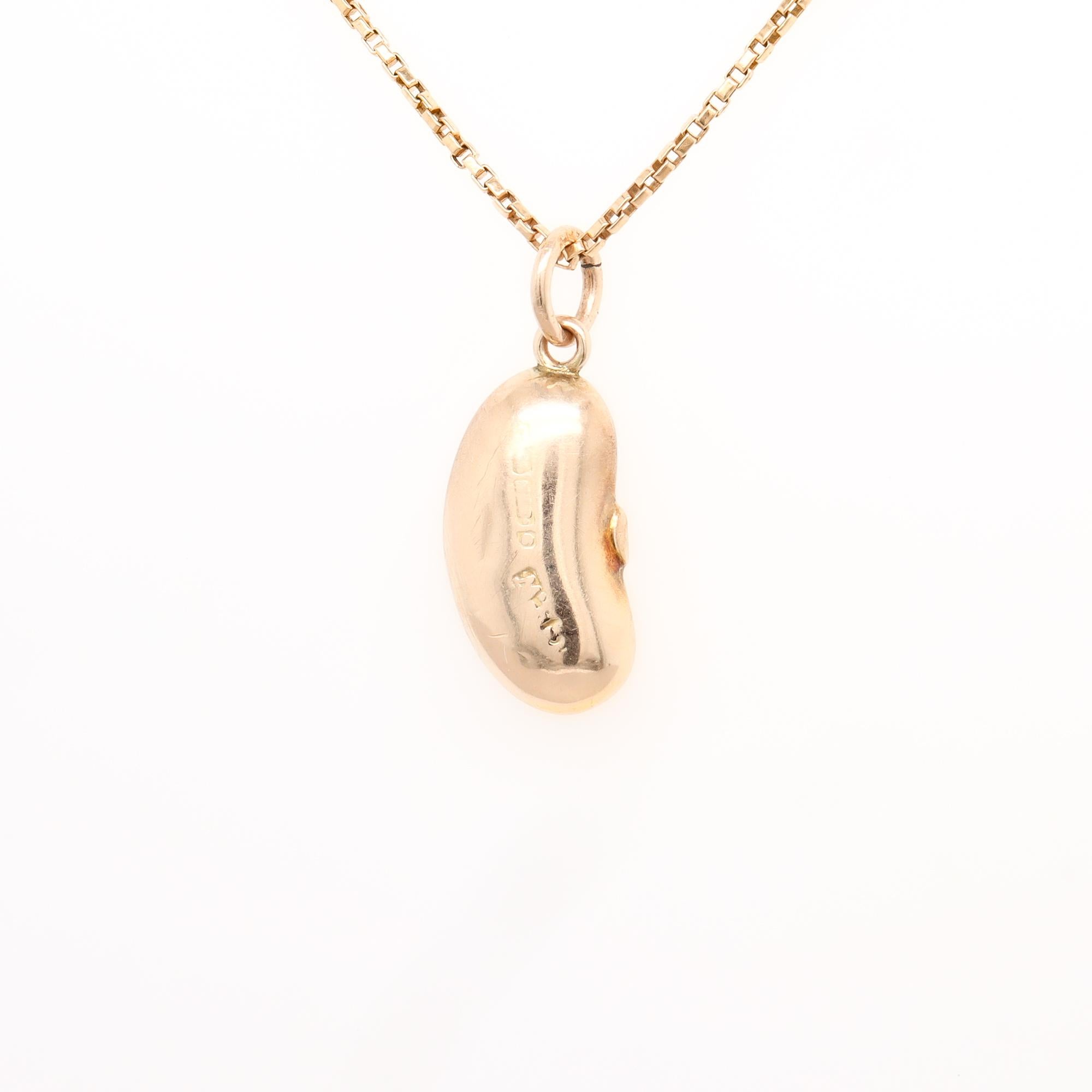 da uomo o donna Charm inglese d'epoca in oro 9ct raffigurante un fagiolo per un braccialetto in vendita