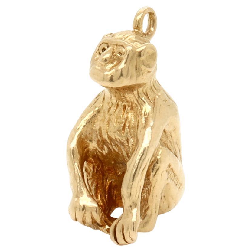 Vintage English 9ct. Gold Figural Monkey or Chimpanzee Charm for a Bracelet