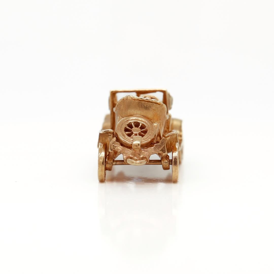 Vintage English 9K Gold Charm of a Old Style Car or Jalopy Automobile  For Sale 2