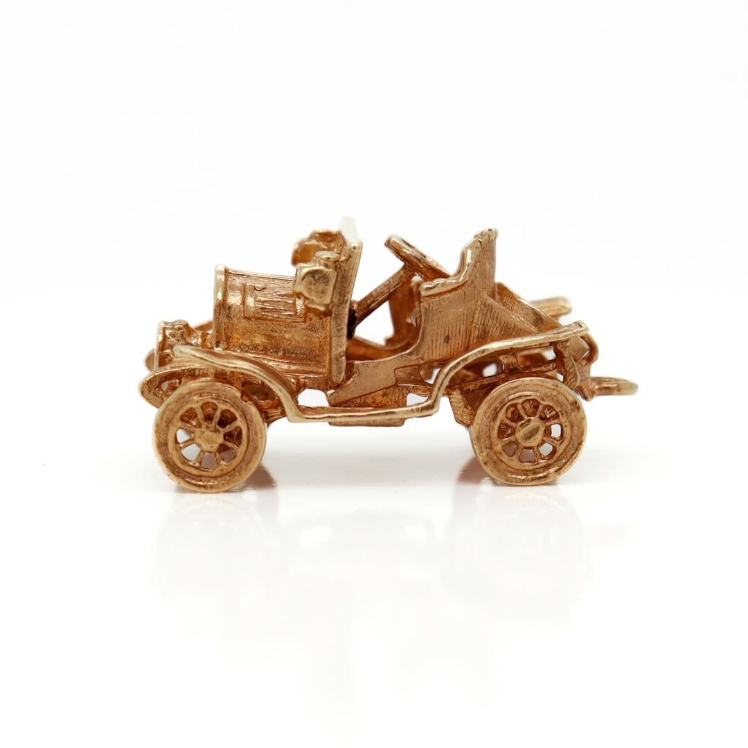 Women's Vintage English 9K Gold Charm of a Old Style Car or Jalopy Automobile  For Sale