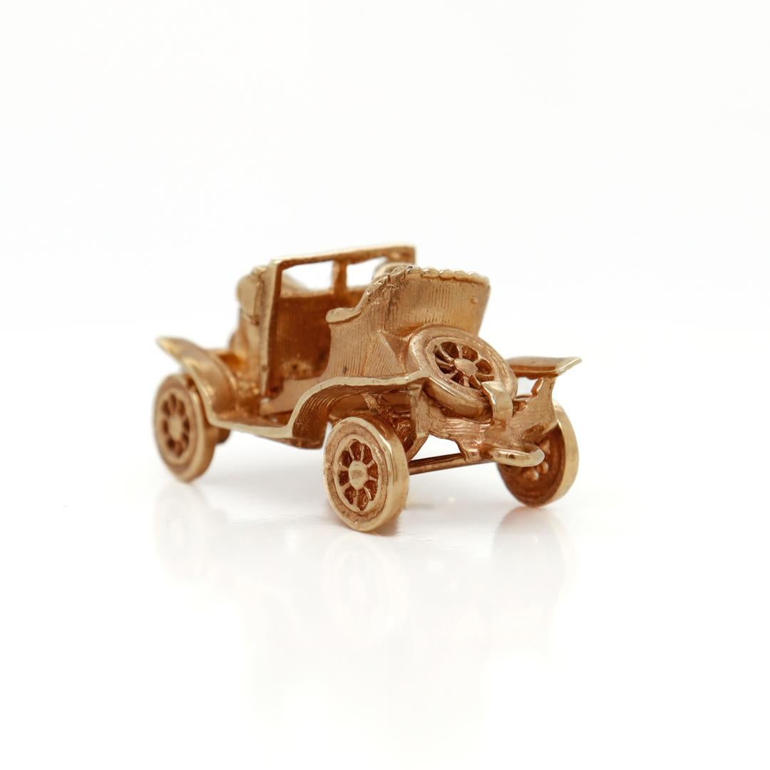 Vintage English 9K Gold Charm of a Old Style Car or Jalopy Automobile  For Sale 1