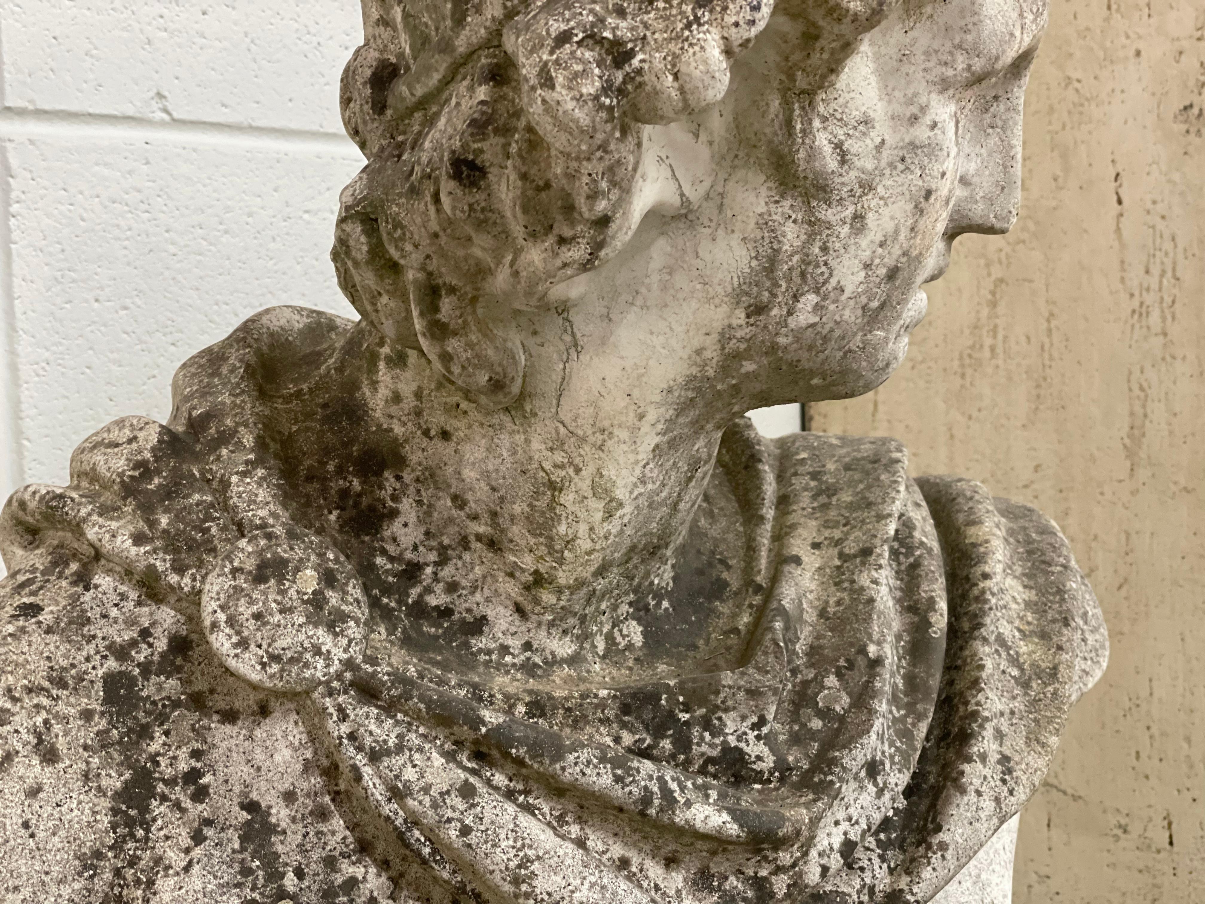 British Vintage English Apollo Bust With Associated Plinth For Sale