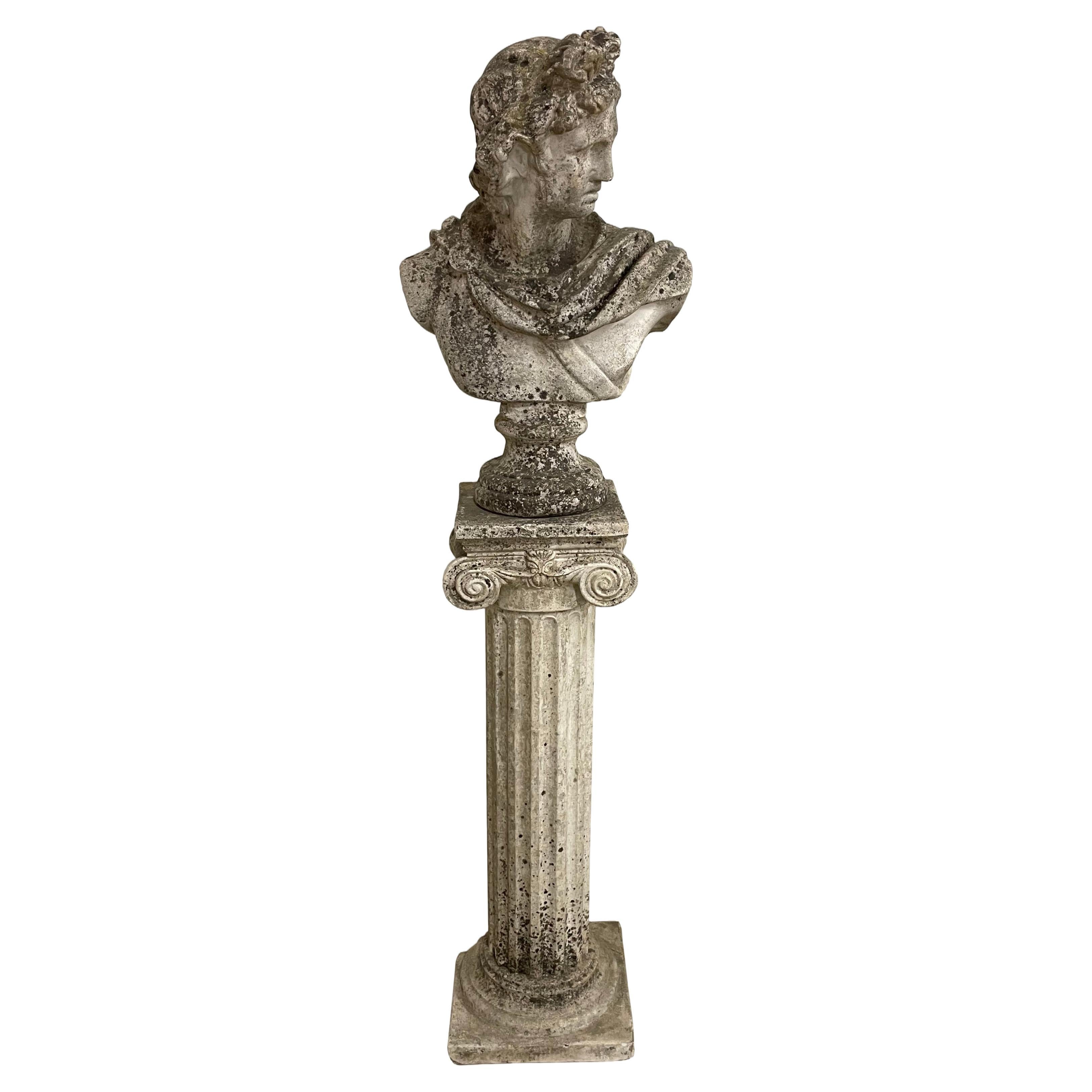 Vintage English Apollo Bust With Associated Plinth For Sale