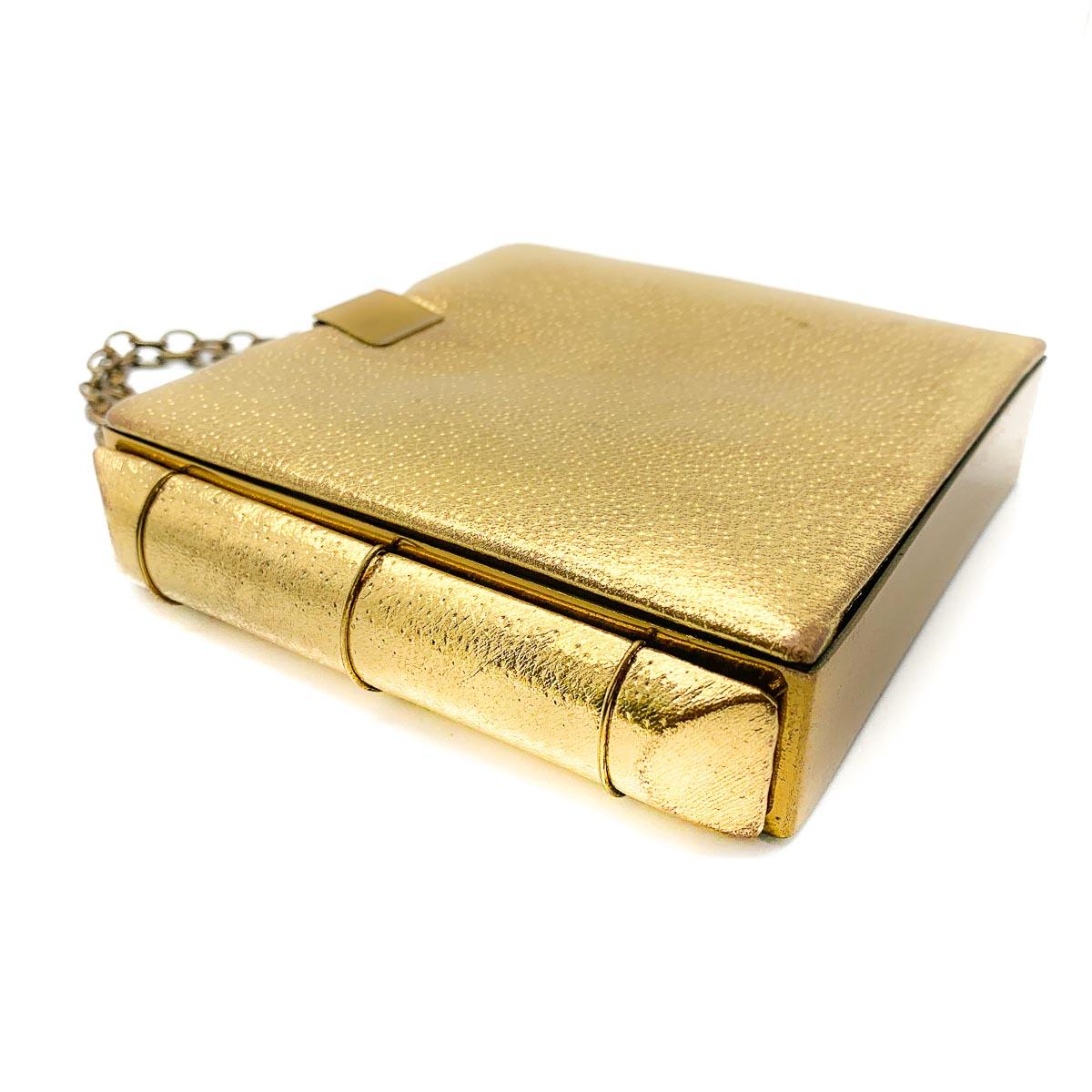 Women's Vintage English Art Deco Gold Bookend Minaudiere 1930s For Sale
