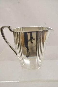 Pichet d'eau ouvert Art Déco anglais vintage en métal argenté