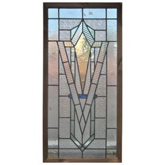 Vintage English Art Deco Style Stained Glass Window