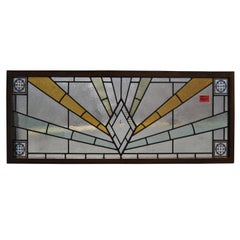 Vintage English Art Deco Style Stained Glass Window