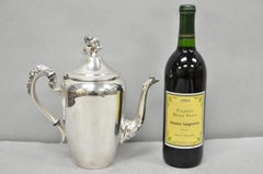 Vintage English Art Nouveau Silver Plated Tulip Flower Handle Design Teapot (théière avec poignée en forme de tulipe)