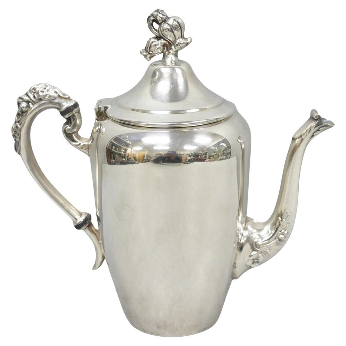 Vintage English Art Nouveau Silver Plated Tulip Flower Handle Design Teapot