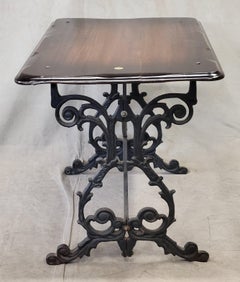 Vintage English Authentic Pub Table on a Cast Iron Base with Number 2 Plaque