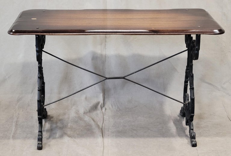 Vintage English Authentic Pub Table on a Cast Iron Base With Number 2