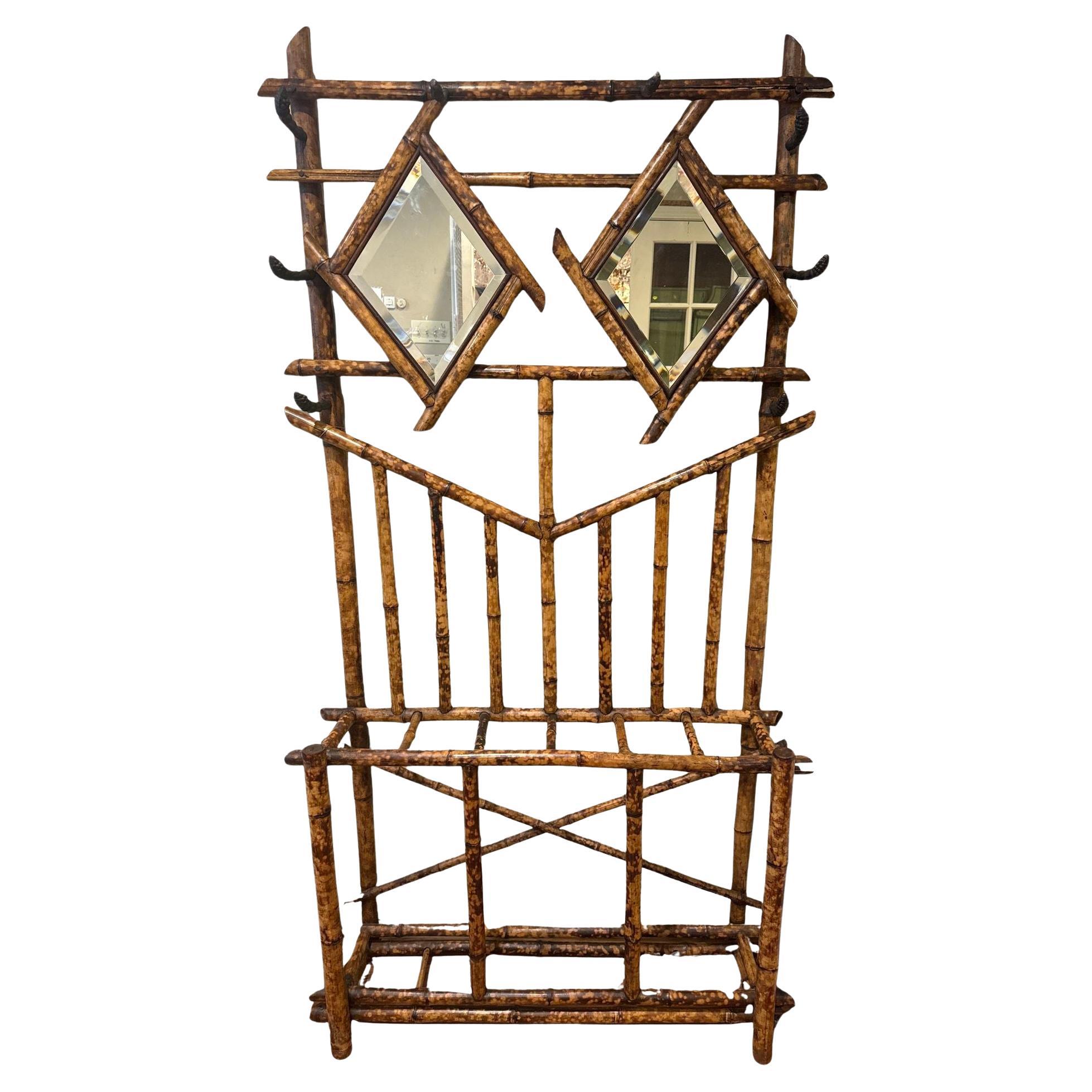 Vintage English Bamboo Hall Stand