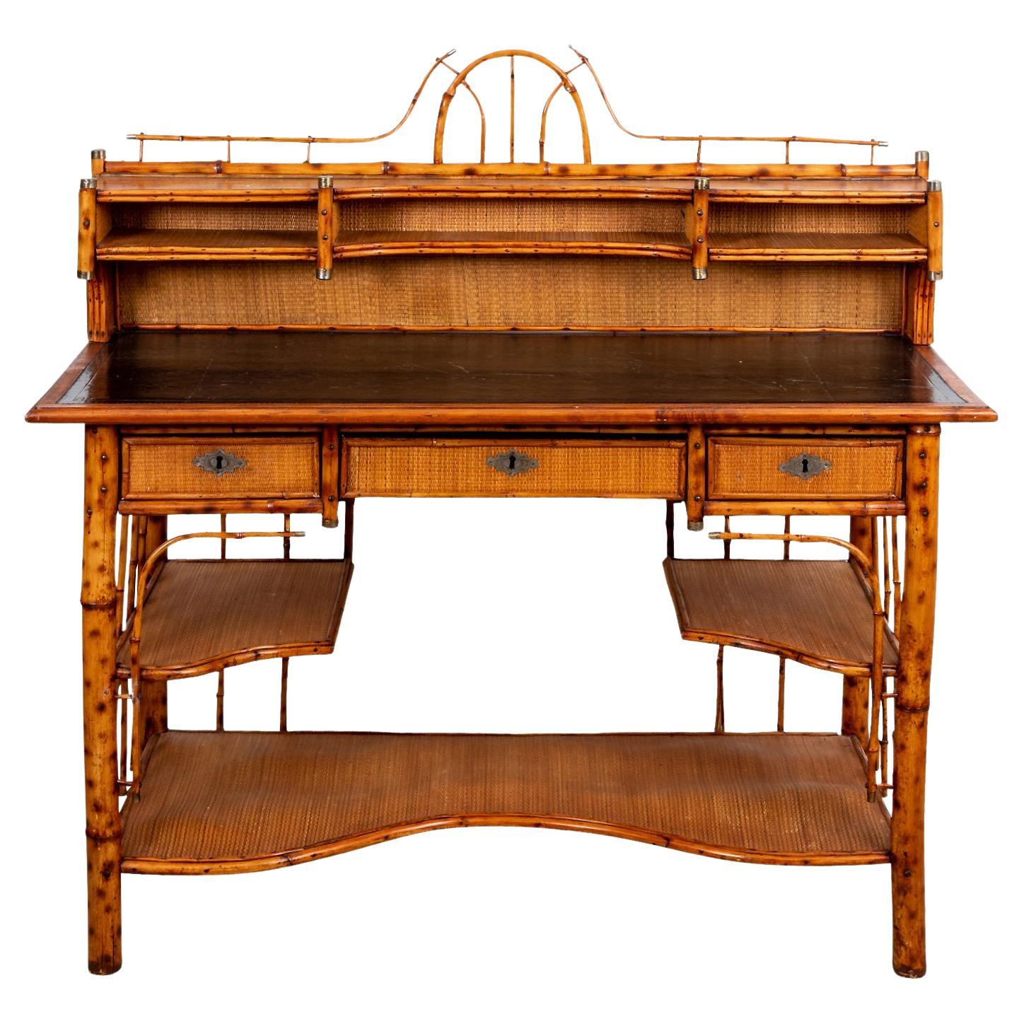 English Leather Top Writing Desk For Sale at 1stDibs