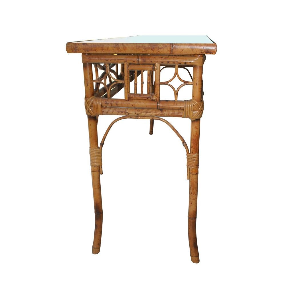 Chinoiserie Vintage English Bamboo Sofa Console Table