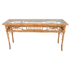 Vintage English Bamboo Sofa Console Table