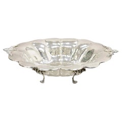 Vintage English Baroque Style Large Footed Silver Plated Fruit Bowl