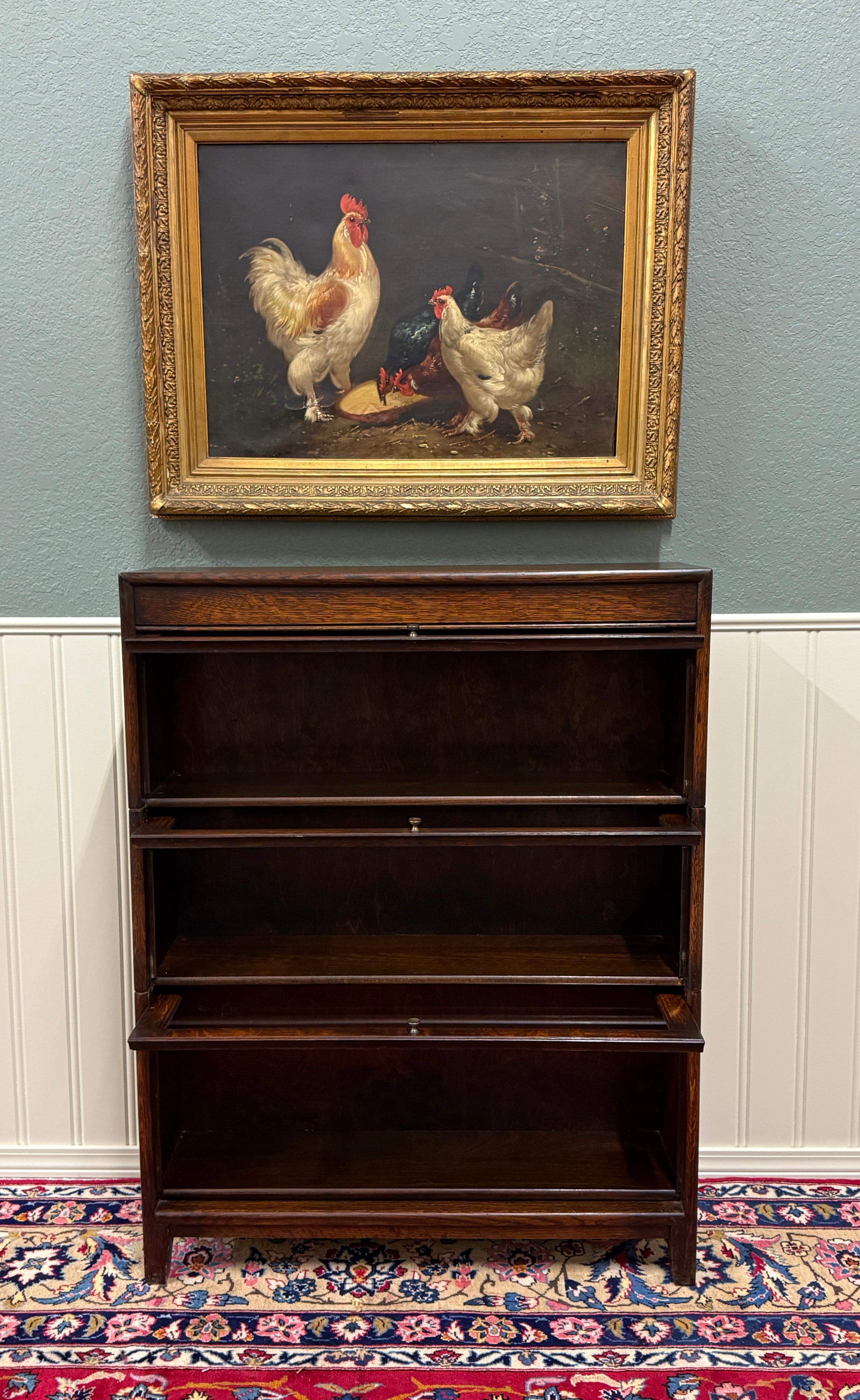 Vintage English Barristers Lawyers Bookcase PAIR Bookshelf 3 Stack Oak c. 1940s 4