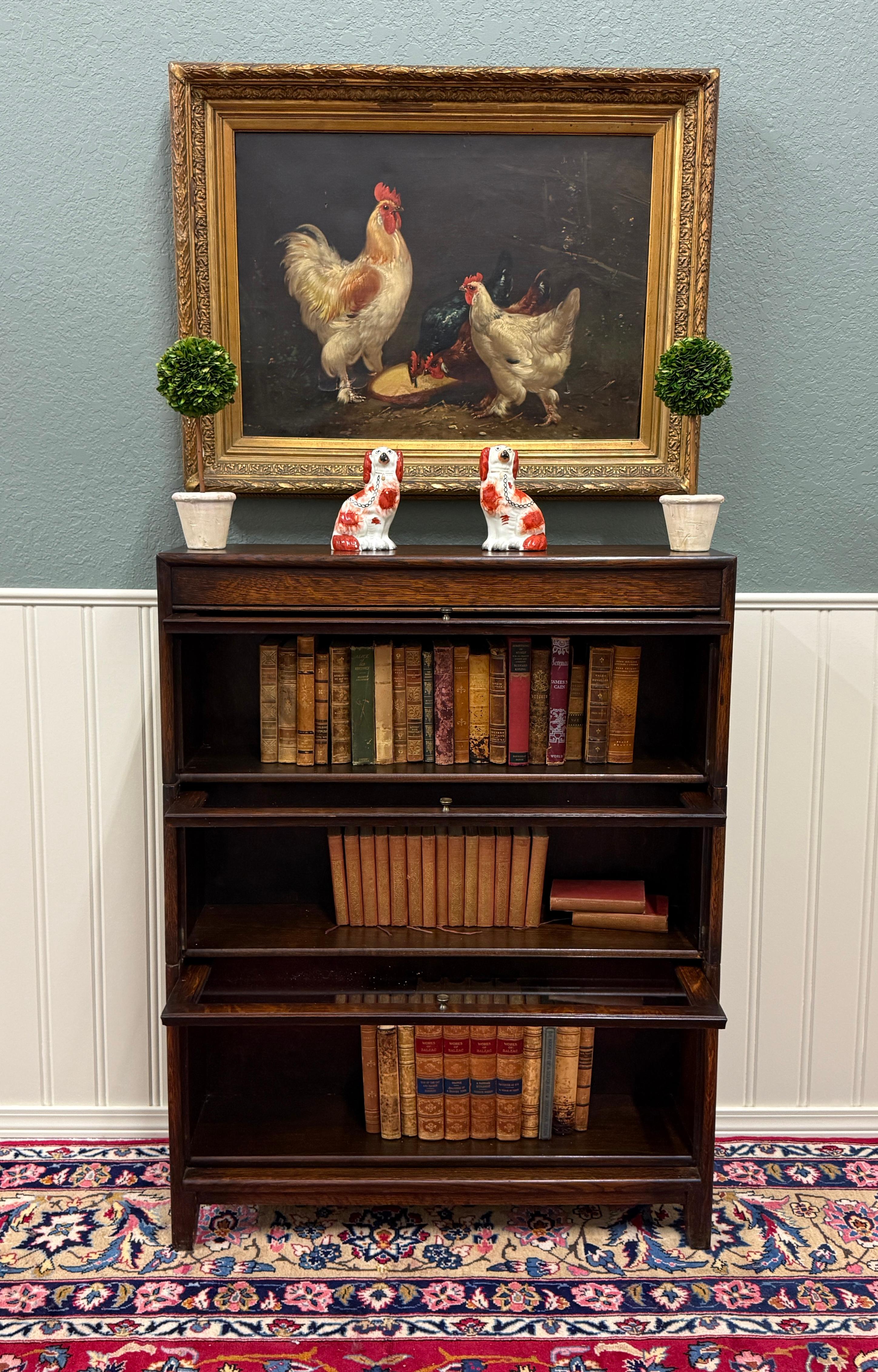 Vintage English Barristers Lawyers Bookcase PAIR Bookshelf 3 Stack Oak c. 1940s 5