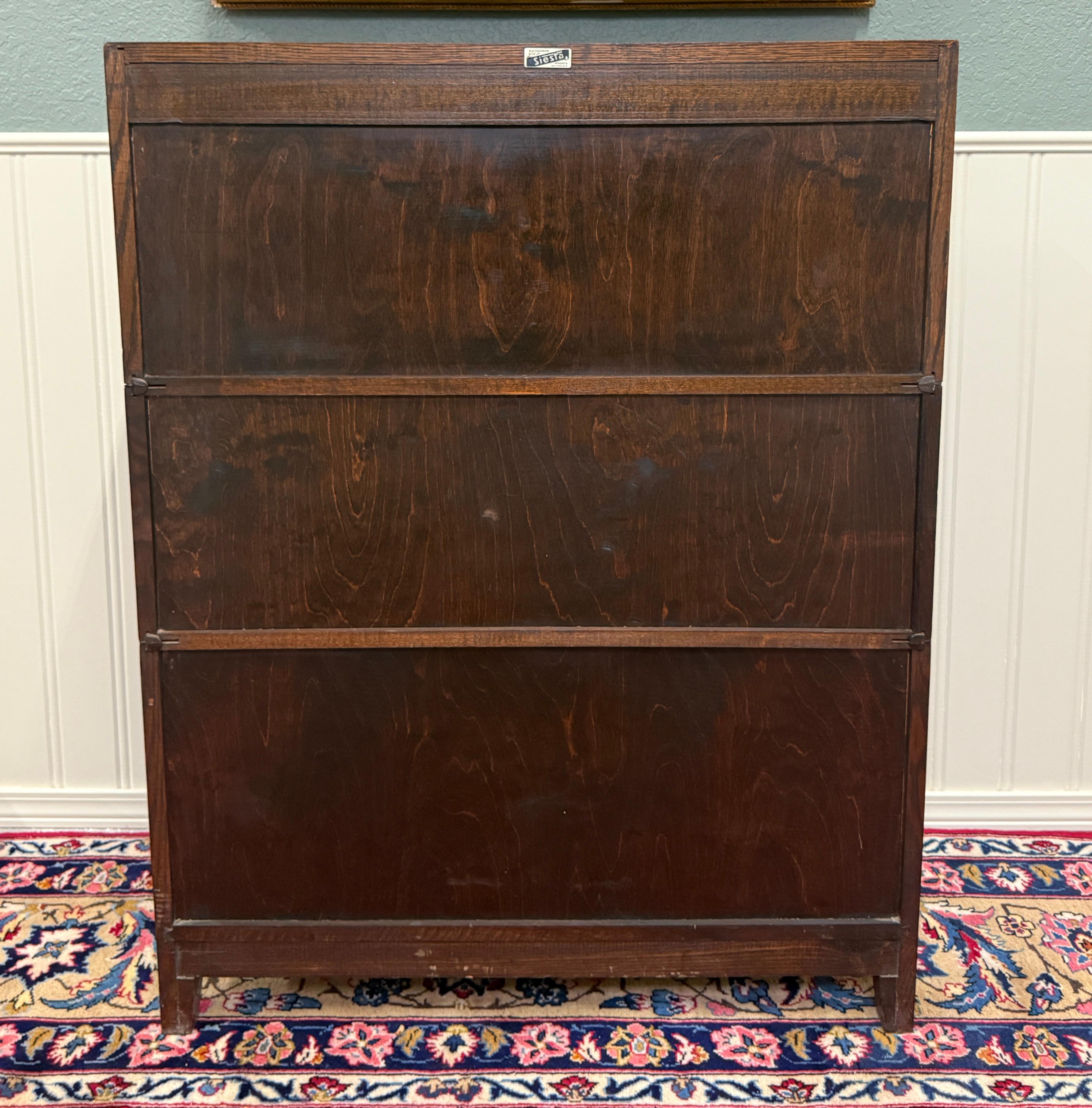 Vintage English Barristers Lawyers Bookcase PAIR Bookshelf 3 Stack Oak c. 1940s 14