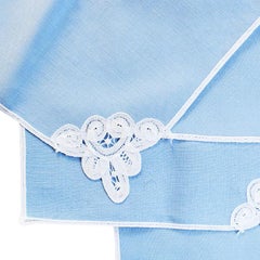 Vintage English Battenberg Lace Dinner Napkins in Blue and White, Set 4