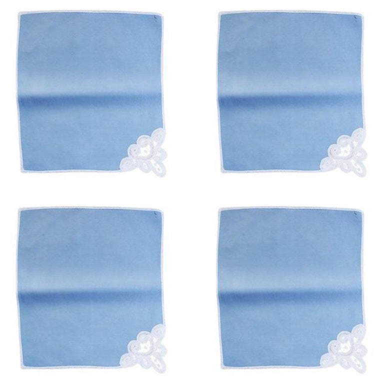 Vintage English Battenberg Lace Dinner Napkins in Blue and White, Set 4 ...