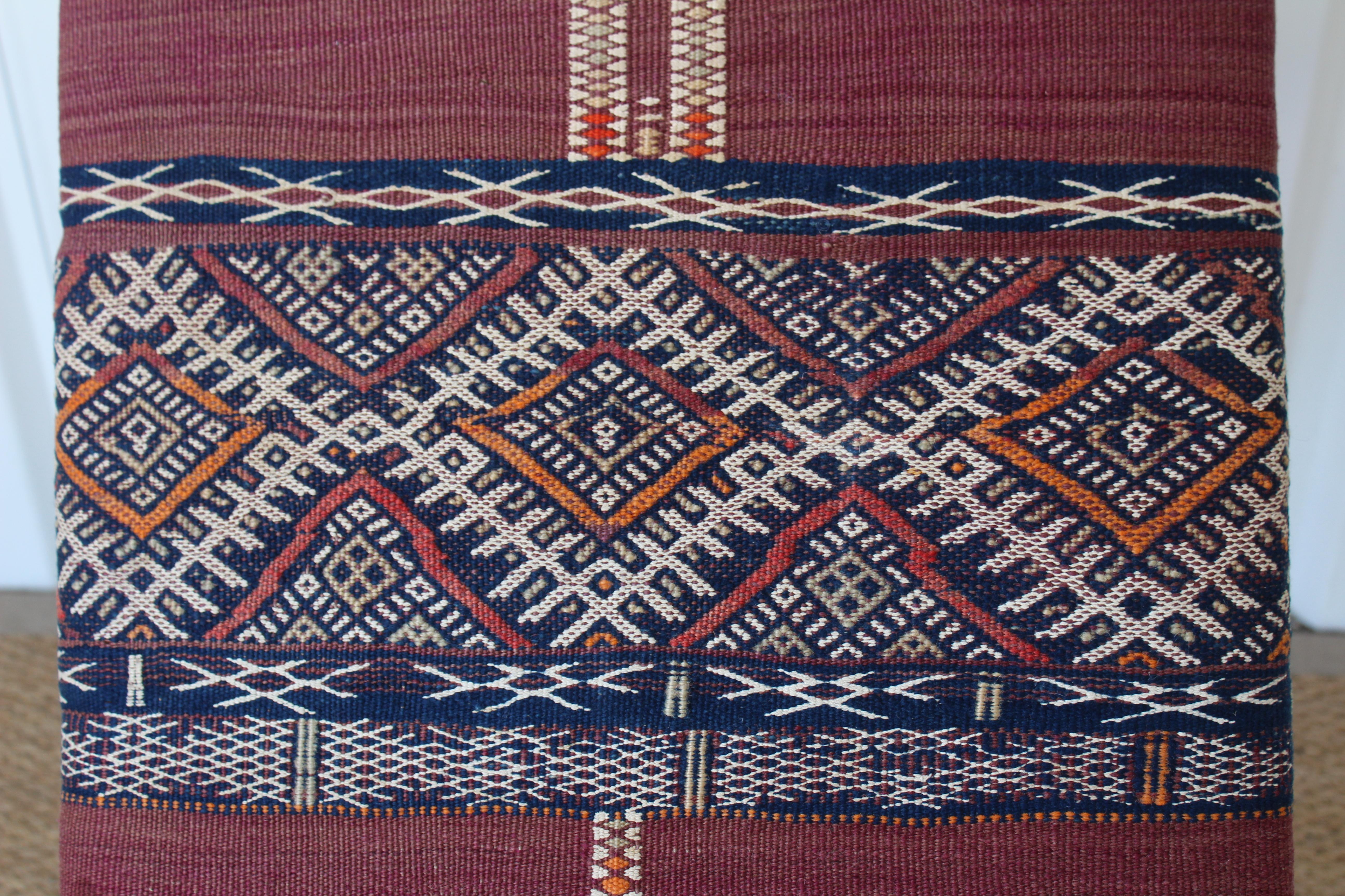 Wool Vintage English Bench Upholstered in a Turkish Kilim Rug